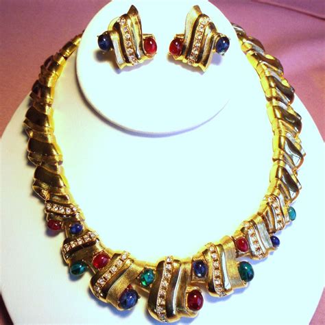 vintage givenchy costume jewelry real|Givenchy necklace and earring set.